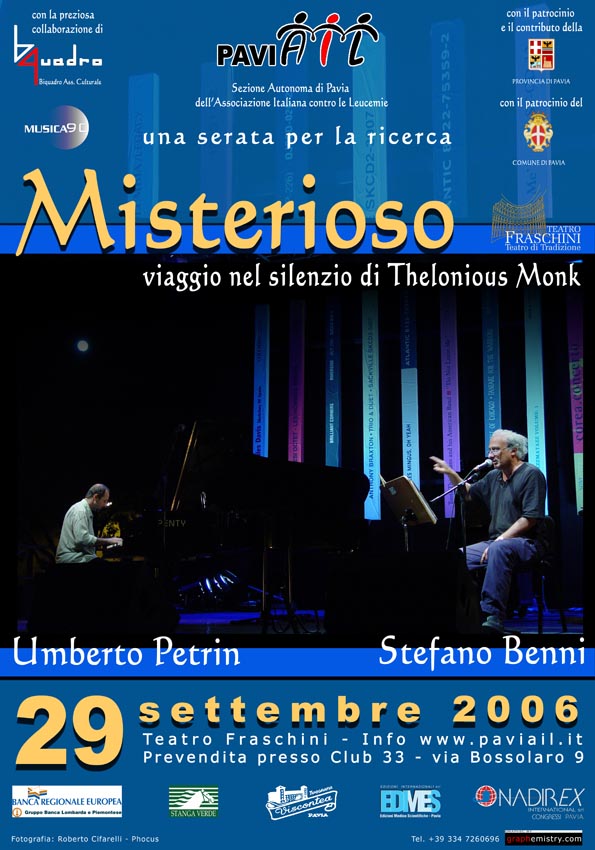 locandina spettacolo teatro e musiaca a Pavia- "Misterioso"
